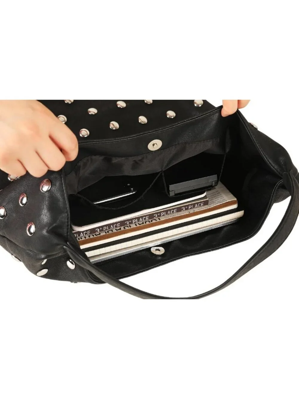 Stylish Studded Hobo Purse, Leather Tote Bag, Rivet Shoulder Handbag for Women